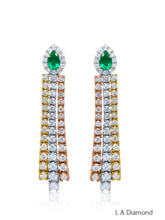 14K Three-Tone Gold Emerald & Diamond Chandelier Earrings (4.04 ct)